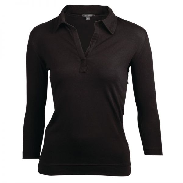 Uniform Works Damen T-Shirt mit V-Ausschnitt schwarz XS